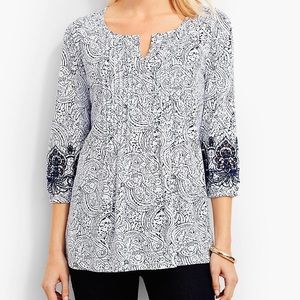 Talbots Paisley Embroidered-Sleeve Tunic